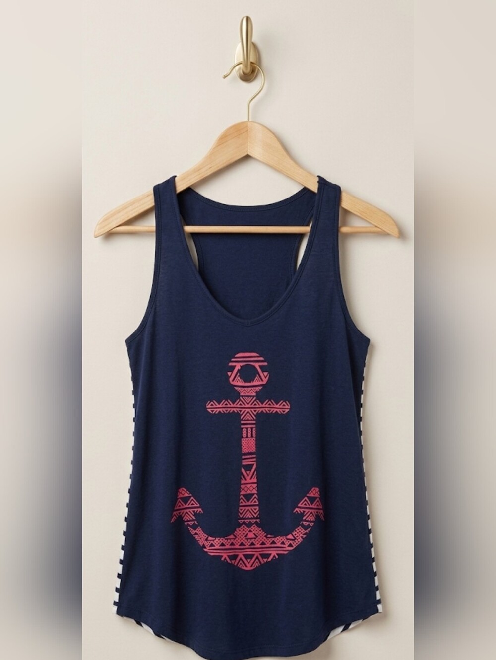 Annabelle Racerback Anchor Nautical Tank Top Medium
